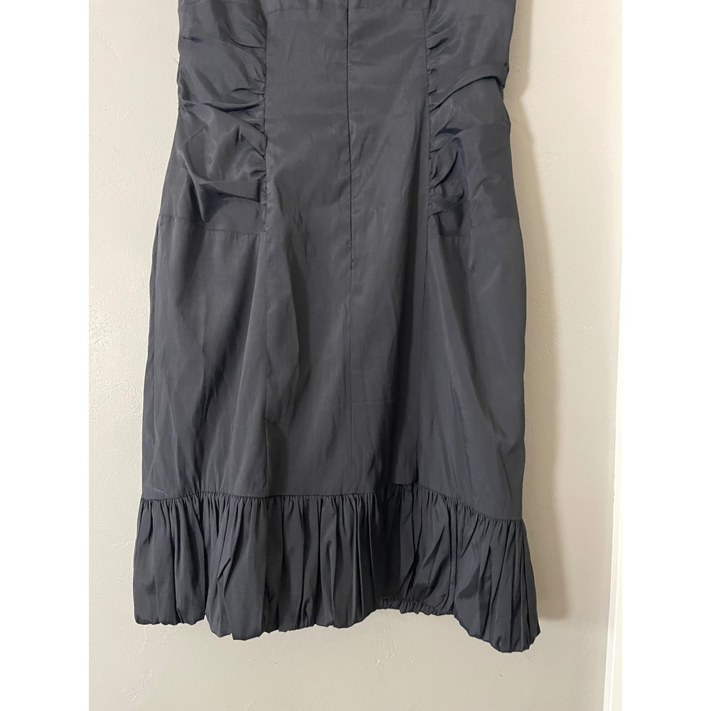 Betsy & Adam Black Ruched Bubble Hem Cocktail Dress Square Neck Size 12 - Picture 8 of 10